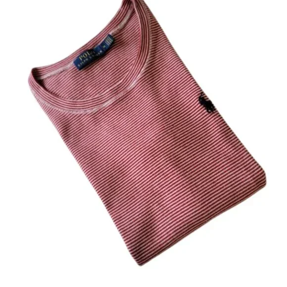 Polo Ralph Lauren Girls Medium Red Striped Tee Short Sleeve Round Neck - Picture 13 of 14